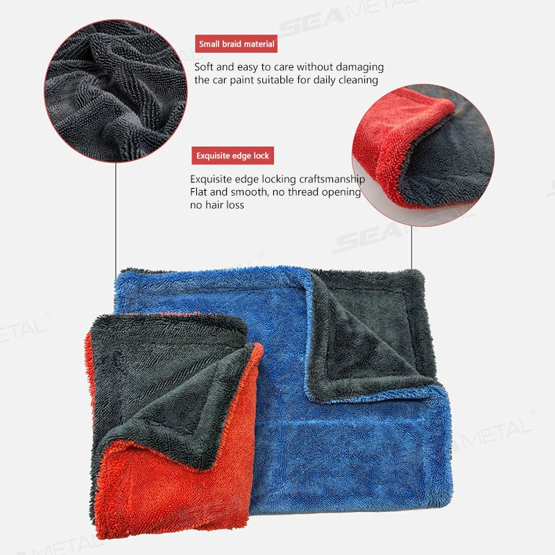 SEAMETAL Heavy-Duty Car Towel 1200GSM Super-Absorption Microfiber Drying Cloth Ultra-Soft Scratch-Free Car Detailing Towel