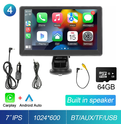 Portable Touch Screen 7inch IPS CarPlay Android Auto Car Radio Multimedia Video Player GPS Navigation  Wifi  Rear View Camera